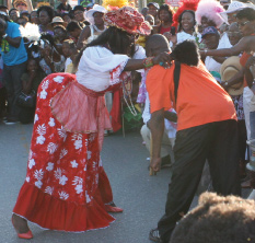 Mother Sally Dancing with a Spectator at Holetown Festival, Holetown, St. James, Barbados Pocket Guide