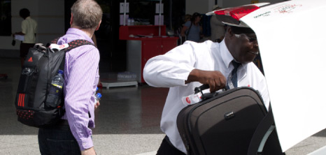 Visitor to Barbados being collected from the Grantley Adams International Airport